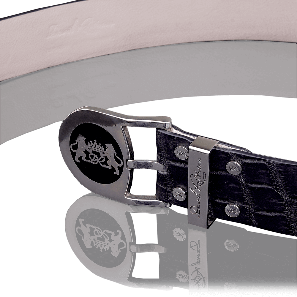 Belt made of dark blue crocodile leather