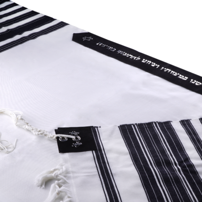 Tallit "Luxury Chabad" made of wool with suede and silver