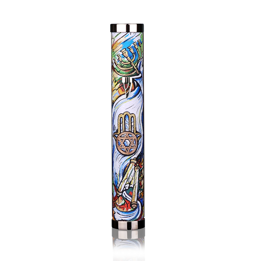 Case for mezuzah "Jerusalem" with art "Abstraction"