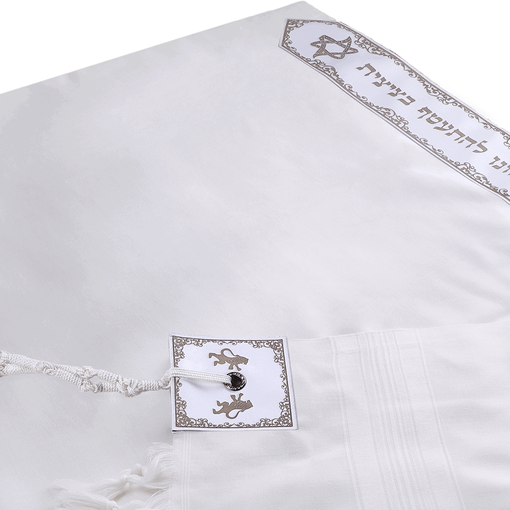 Tallit "Platinum" made of wool with suede