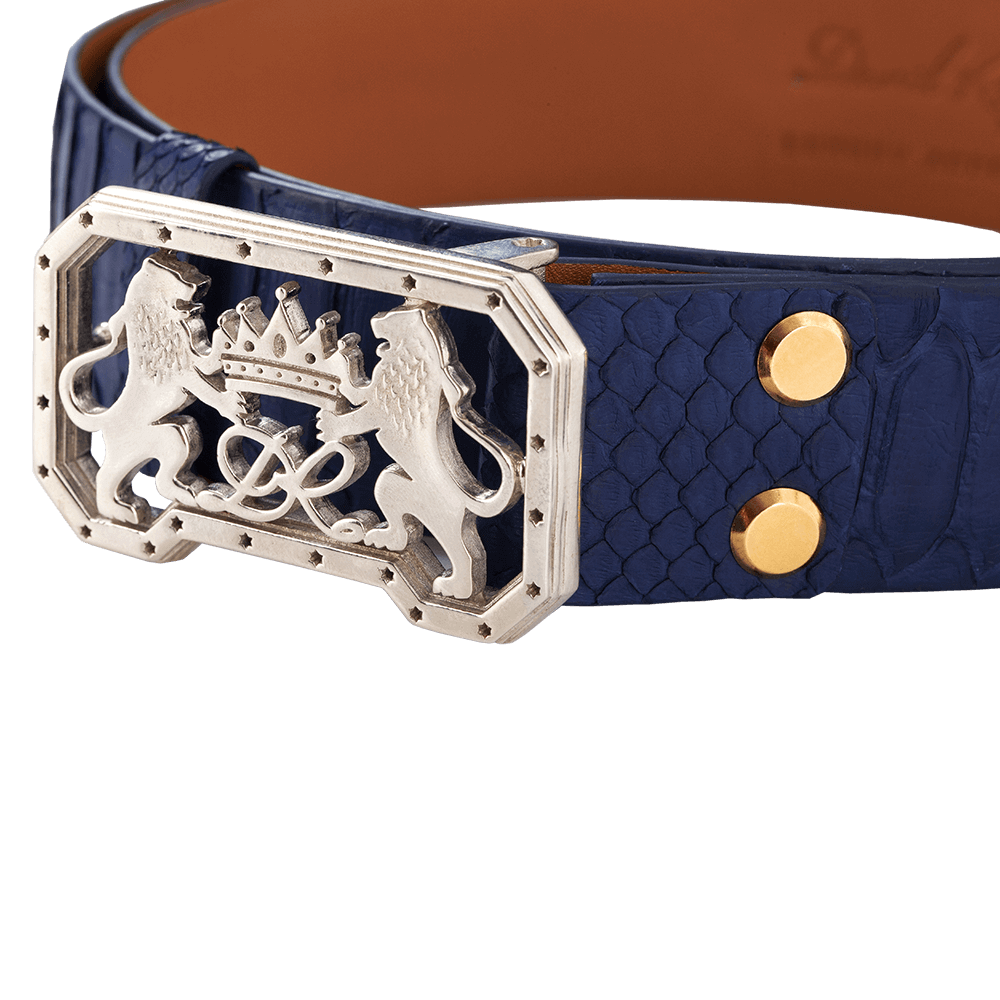 Belt made of blue python leather