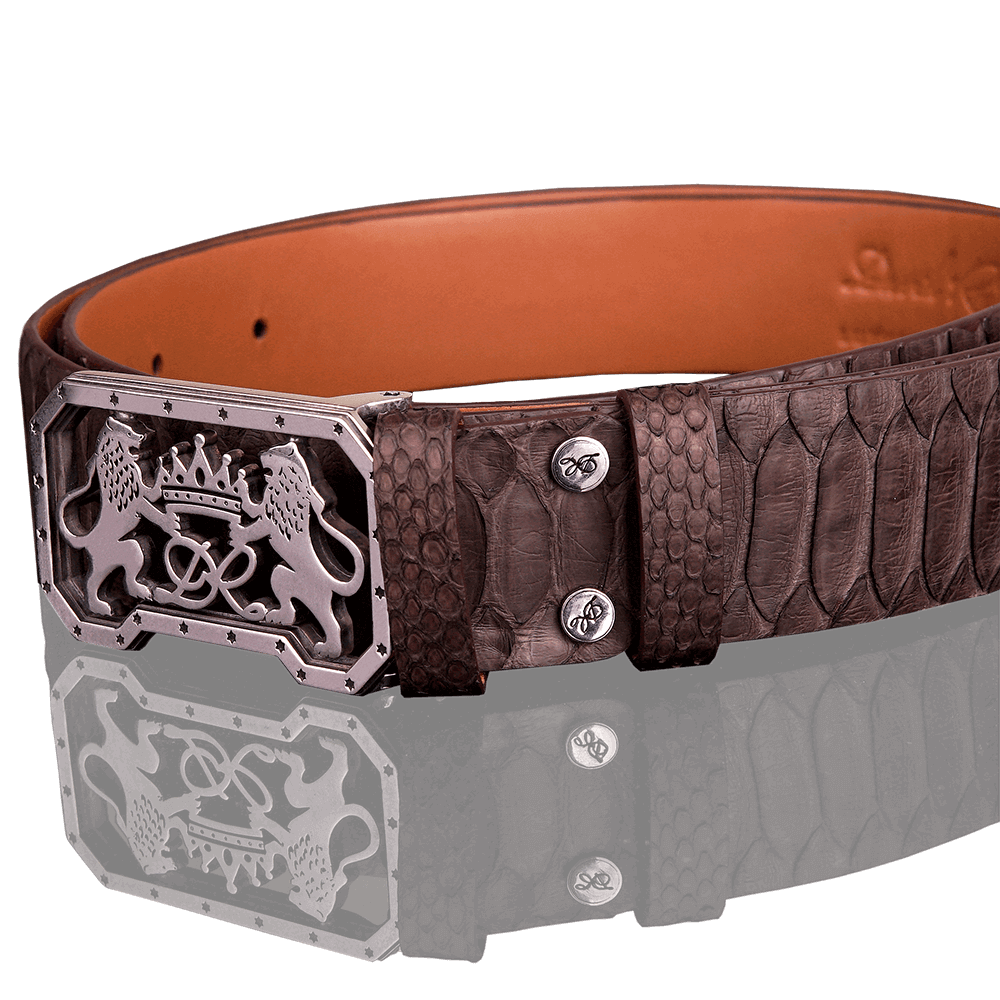 Belt made of brown python leather