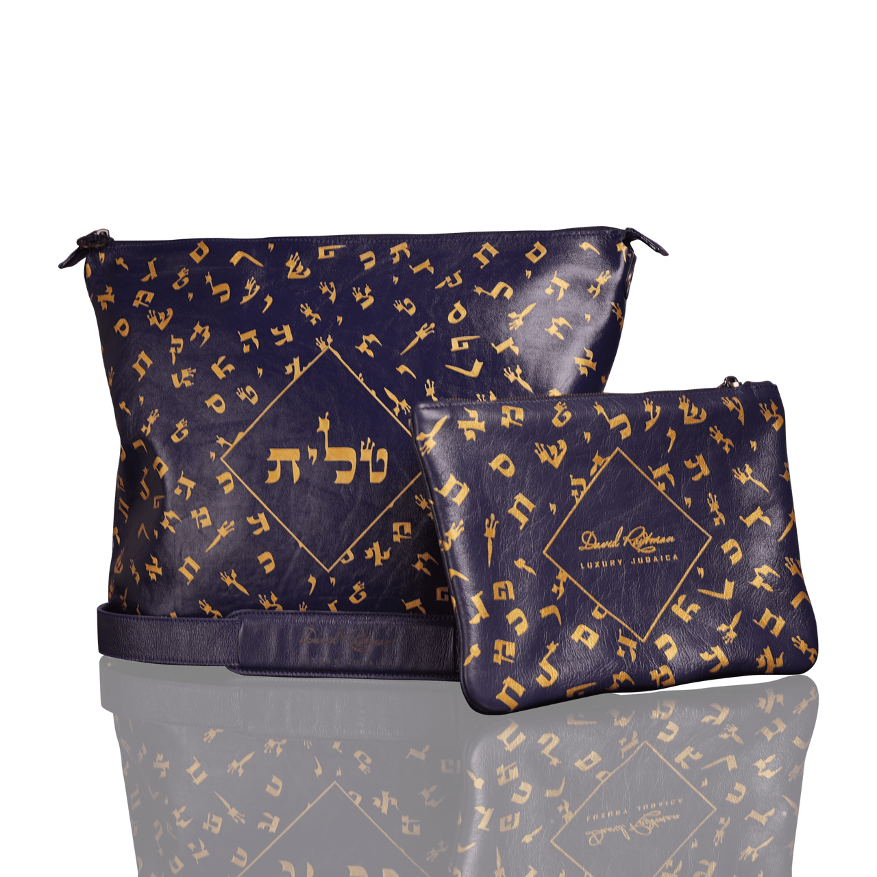 Set "Tzfat" for Tallit and Tefillin with art "Letters of the Hebrew Alphabet" made of leather