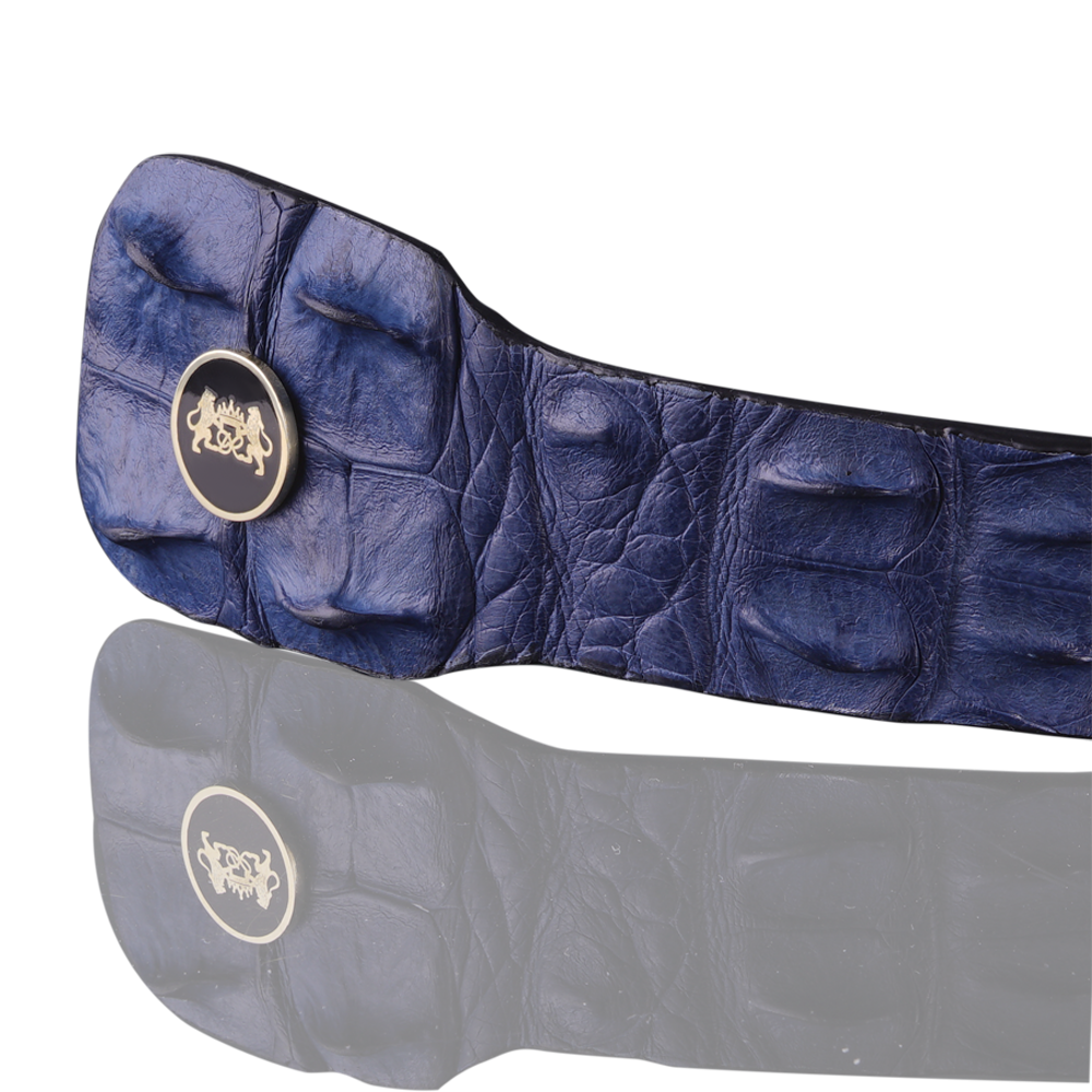 Belt made of blue crocodile leather