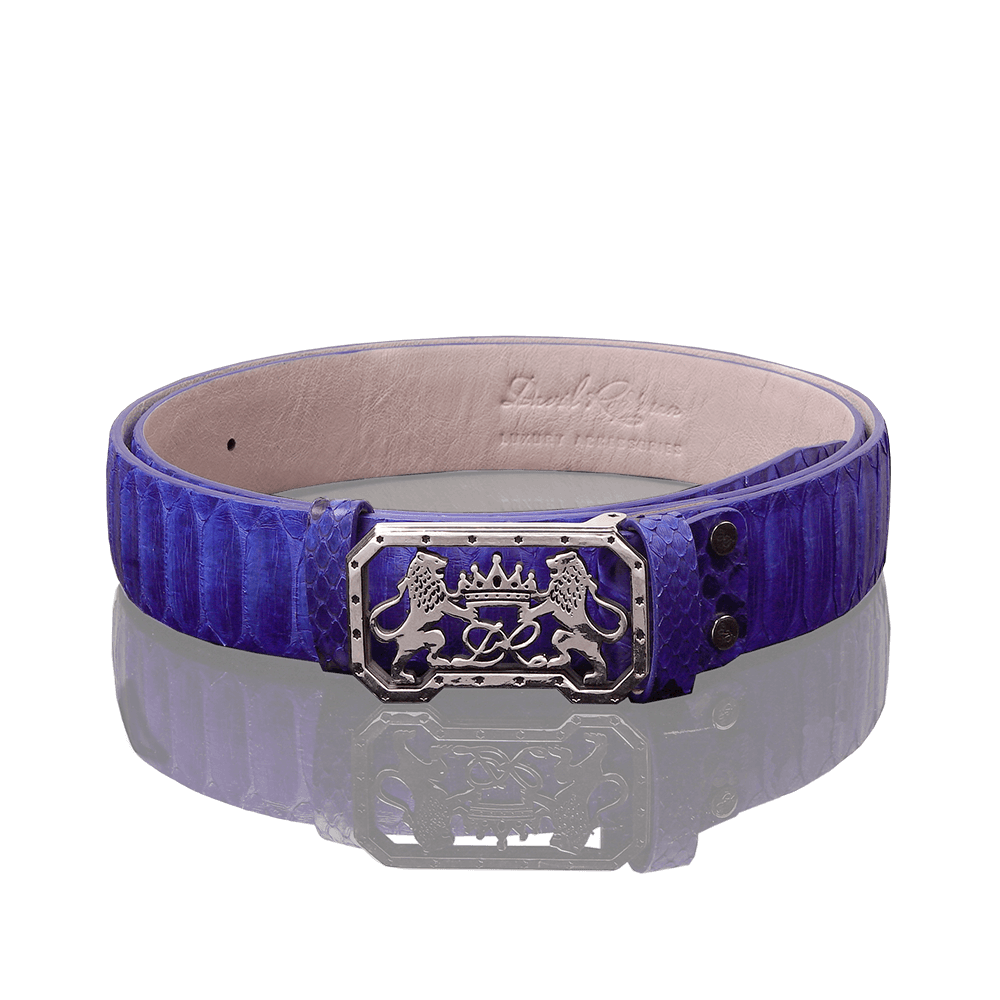 Belt made of blue python leather