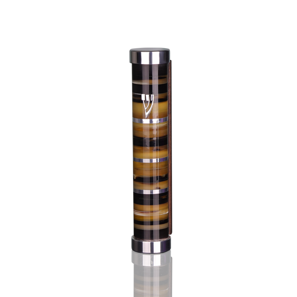 Case for mezuzah "Tzfat" made of buffalo horn