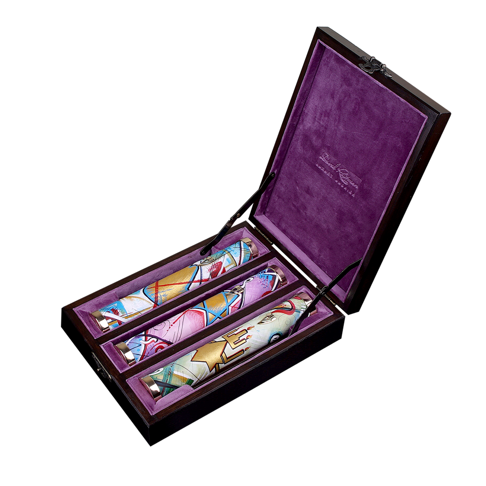 Set of сase for Mezuzah "Jerusalem" with art "Abstraction"