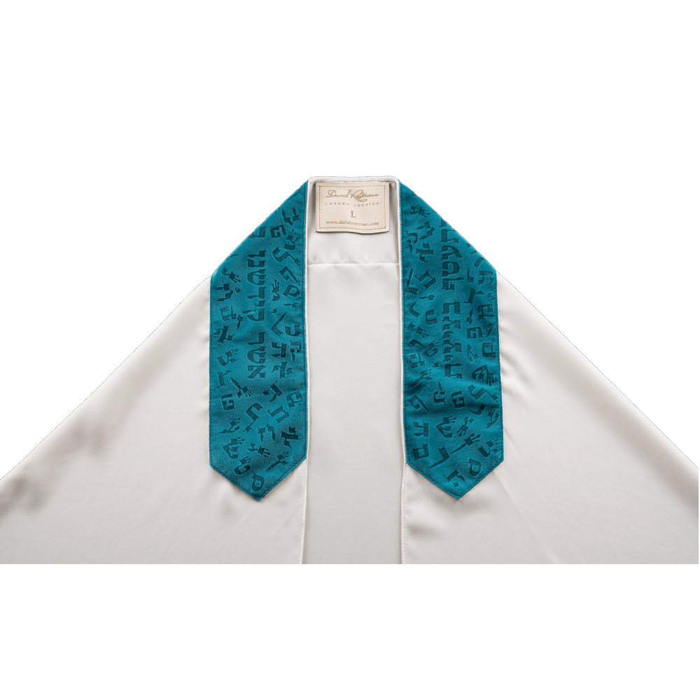 Tallit "Letters of the Hebrew alphabet" made of wool with velour