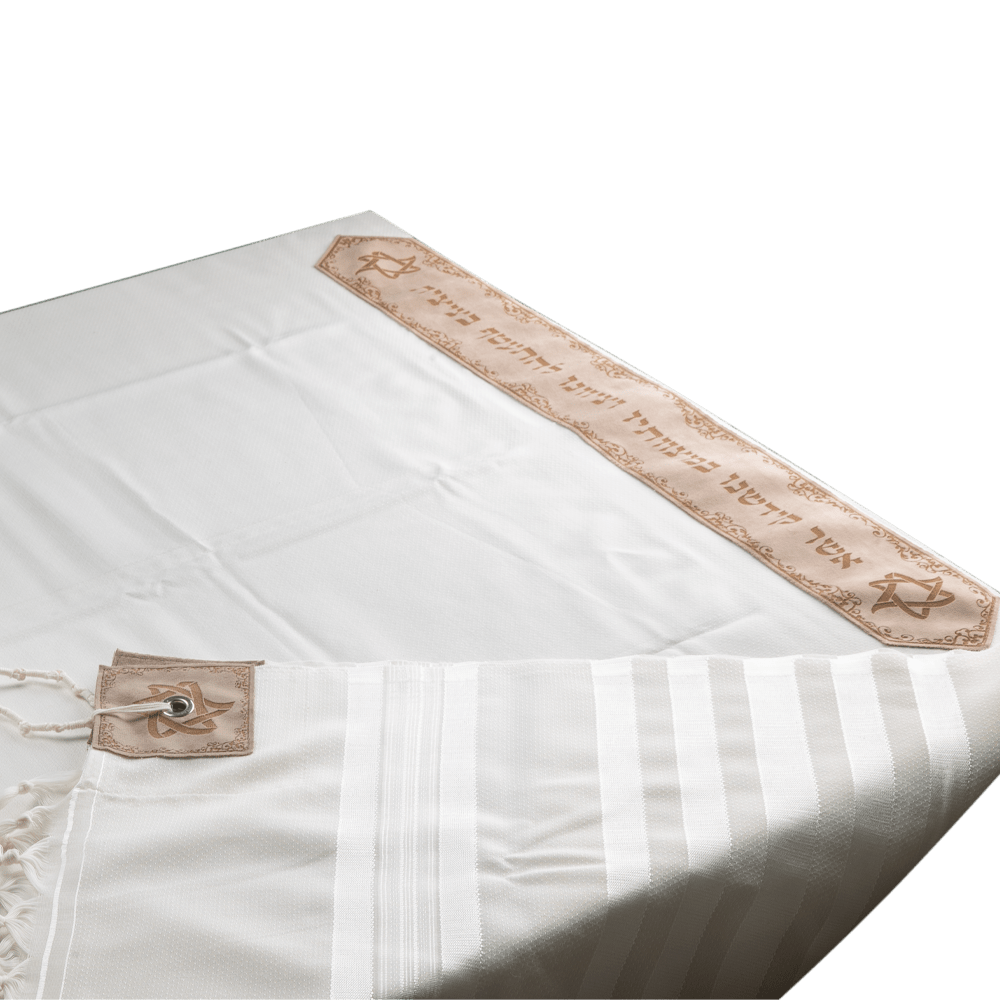Tallit "Classic" made of wool with suede