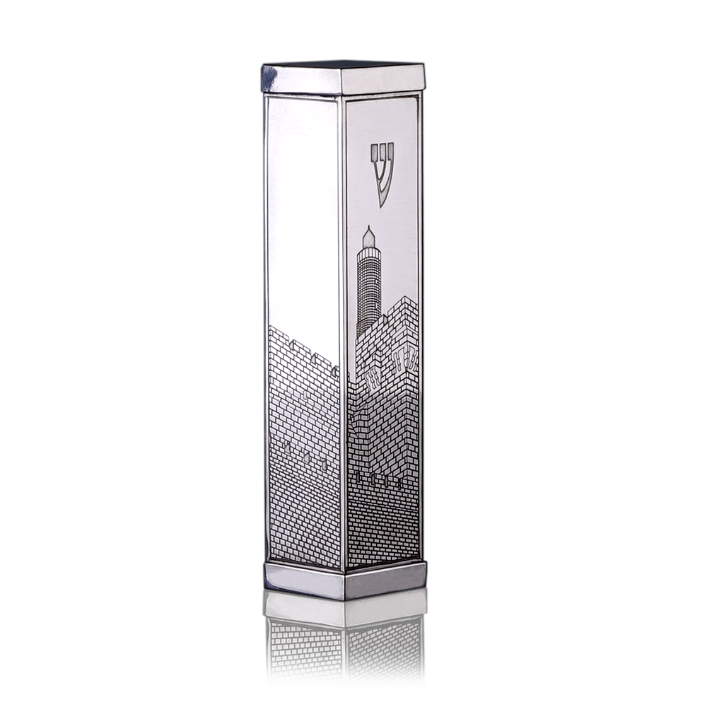 Case for mezuzah "Jerusalem" made of silver